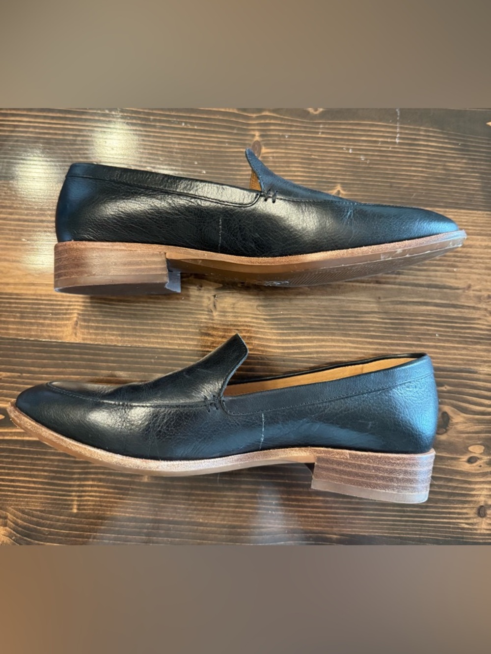 Madewell Women’s Black Leather Slip-On Loafers with Pointed Toe Size 7.5 - Picture 2 of 8